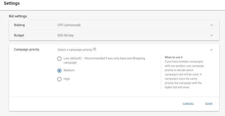 Google Ads priority bidding structure and bidding strategy